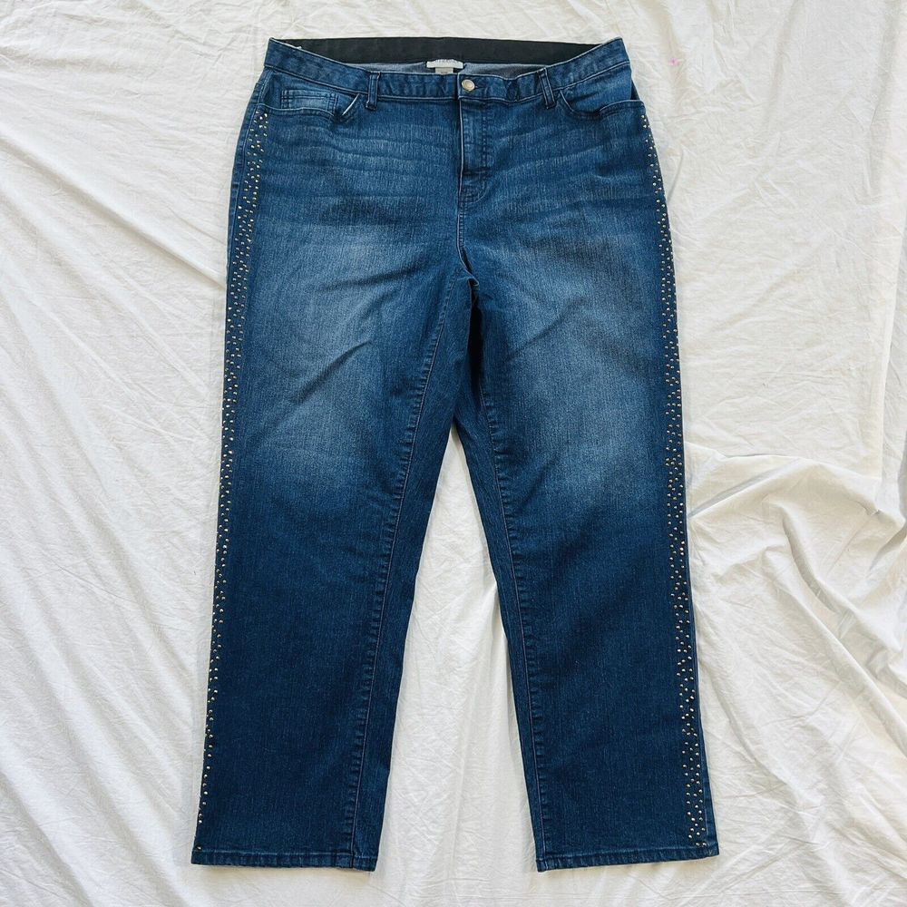 Sexy Plus Catherine's Plus Metallic Side Stripe Accent Stud Stretch Jeans Sz 20W